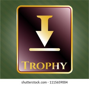  Gold emblem with download icon and Trophy text inside
