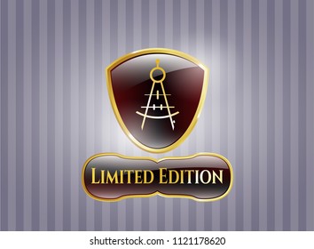  Gold emblem with drawing compass icon and Limited Edition text inside