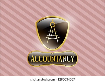  Gold emblem with drawing compass icon and Accountancy text inside