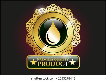  Gold emblem with drop icon and Premium Quality Product text inside
