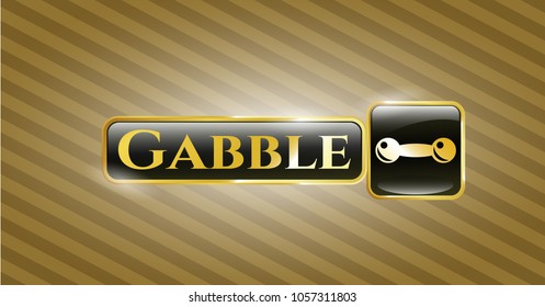  Gold emblem with dumbbell icon and Gabble text inside
