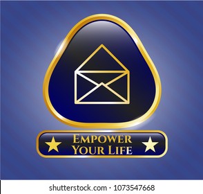   Gold emblem with envelope icon and Empower Your Life text inside