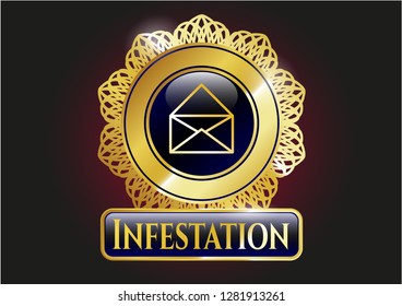  Gold emblem with envelope icon and Infestation text inside