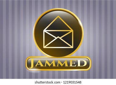  Gold emblem with envelope icon and Jammed text inside