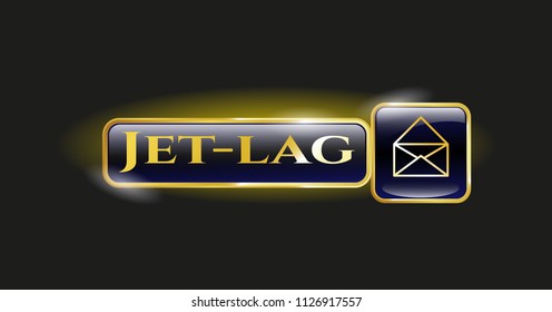  Gold emblem with envelope icon and Jet-lag text inside