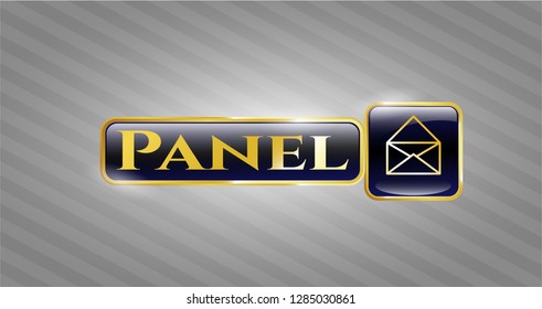  Gold emblem with envelope icon and Panel text inside