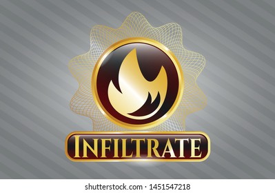  Gold emblem with fire icon and Infiltrate text inside