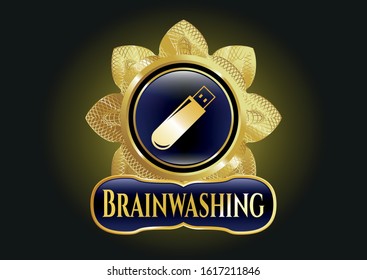  Gold emblem with flash drive icon and Brainwashing text inside