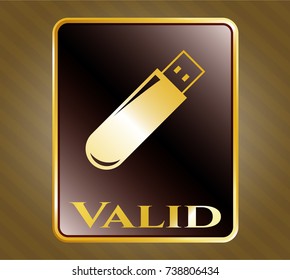  Gold emblem with flash drive icon and Valid text inside