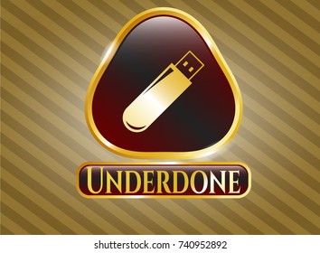  Gold emblem with flash drive icon and Underdone text inside