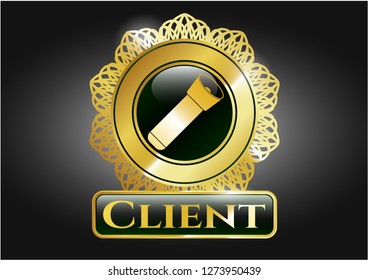 Gold emblem with flashlight icon and Client text inside