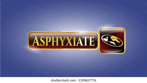  Gold emblem with flat earth icon and Asphyxiate text inside