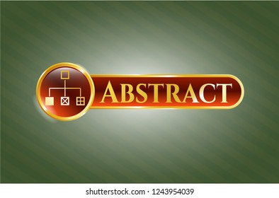  Gold emblem with flowchart icon and Abstract text inside