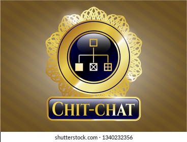 Gold emblem with flowchart icon and Chit-chat text inside