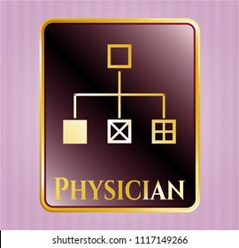  Gold emblem with flowchart icon and Physician text inside