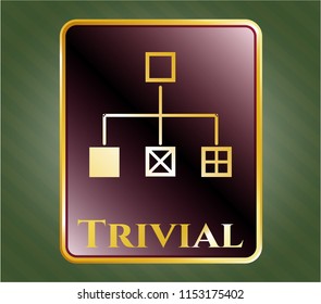  Gold emblem with flowchart icon and Trivial text inside