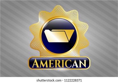  Gold emblem with folder icon and American text inside