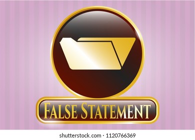  Gold emblem with folder icon and False Statement text inside