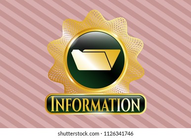  Gold emblem with folder icon and Information text inside