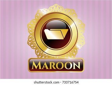  Gold emblem with folder icon and Maroon text inside