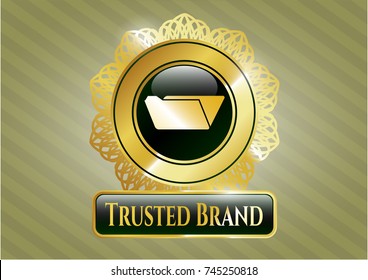  Gold emblem with folder icon and Trusted Brand text inside
