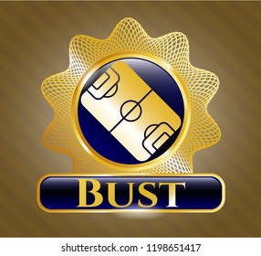  Gold emblem with football field icon and Bust text inside