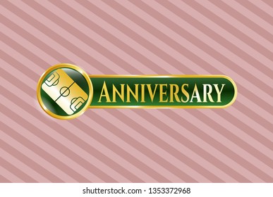  Gold emblem with football field icon and Anniversary text inside