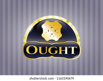  Gold emblem with four leaf clover icon and Ought text inside