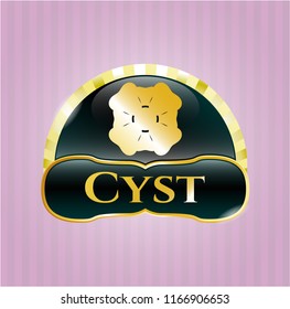 Gold emblem with four leaf clover icon and Cyst  text inside