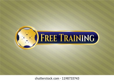  Gold emblem with four leaf clover icon and Free Training text inside