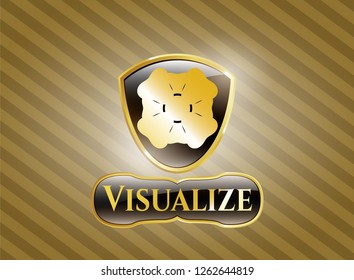  Gold emblem with four leaf clover icon and Visualize text inside