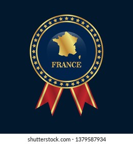 gold emblem with france map and ribbon