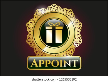  Gold emblem with gift box icon and Appoint text inside