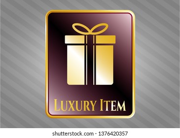 Gold emblem with gift box icon and Luxury Item text inside