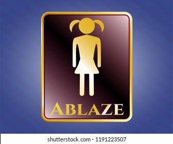  Gold emblem with girl icon and Ablaze text inside