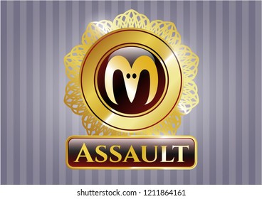  Gold emblem with goat head icon and Assault text inside