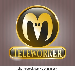 Gold emblem with goat head icon and Teleworker text inside