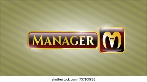  Gold emblem with goat head icon and Manager text inside