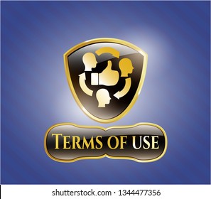  Gold emblem with good customer feedback icon and Terms of use text inside