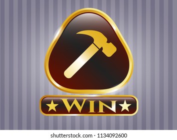  Gold emblem with hammer icon and Win text inside
