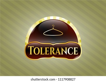  Gold emblem with hanger icon and Tolerance text inside