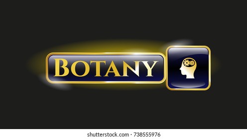 Gold emblem with head with gears inside icon and Botany text inside