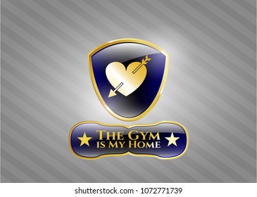  Gold emblem with heart with arrow icon and The Gym is My Home text inside