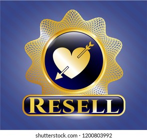  Gold emblem with heart with arrow icon and Resell text inside