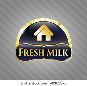  Gold emblem with home icon and Fresh Milk text inside