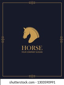 gold emblem of horse head on dark background
