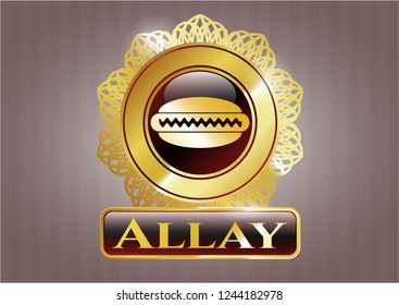  Gold emblem with hot dog icon and Allay text inside