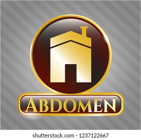  Gold emblem with house icon and Abdomen text inside