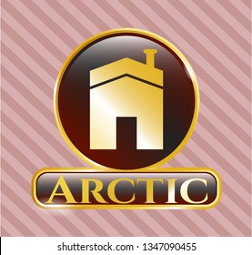  Gold emblem with house icon and Arctic text inside