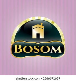  Gold emblem with house icon and Bosom text inside